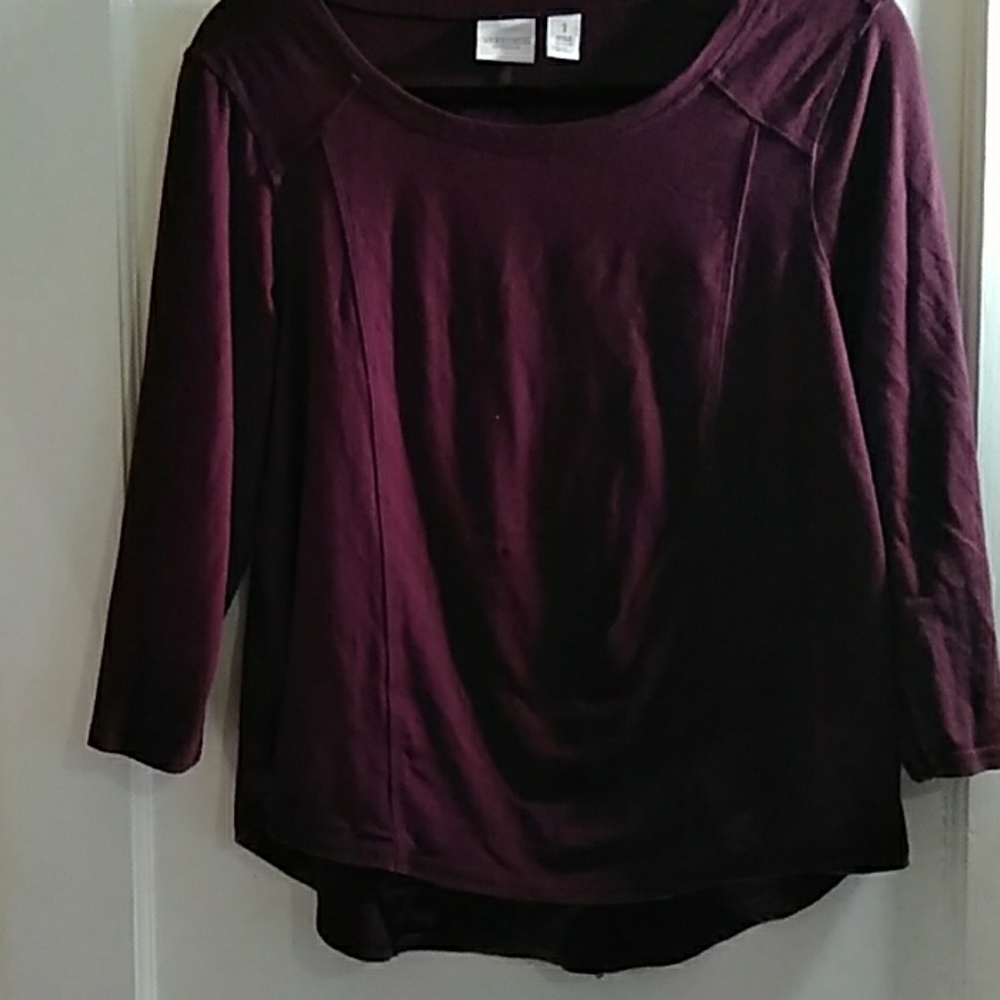 Chicos Weekends Basic Maroon Mid Length Sleeves - image 1